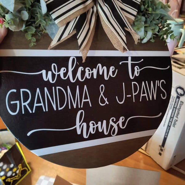 Front Door Decor | Grandparents Sign | Welcome to Grandma and Grandpa's ...