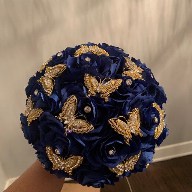 Royal Blue Bouquet, Quince Royal Blue Bouquet, Bridal Royal Bouquet,  Quinceanera Bouquet, Royal Blue and Silver, Royal Blue and Gold 