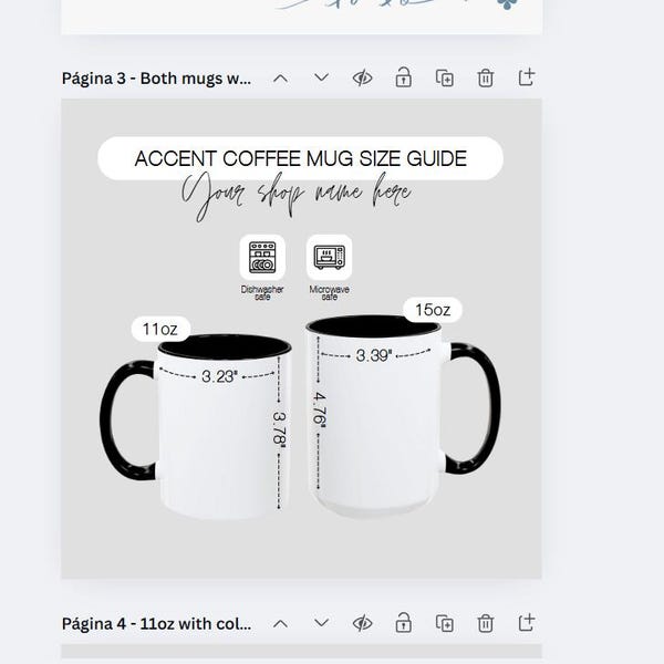 Printful Mug Size Chart & Color Chart, 11 and 15oz Ceramic Mug Size ...