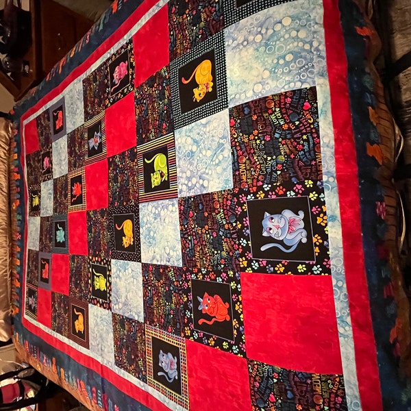 Cool Cats Fabric Panel by Loralie Designs, Cotton Fabric Panel, Novelty ...