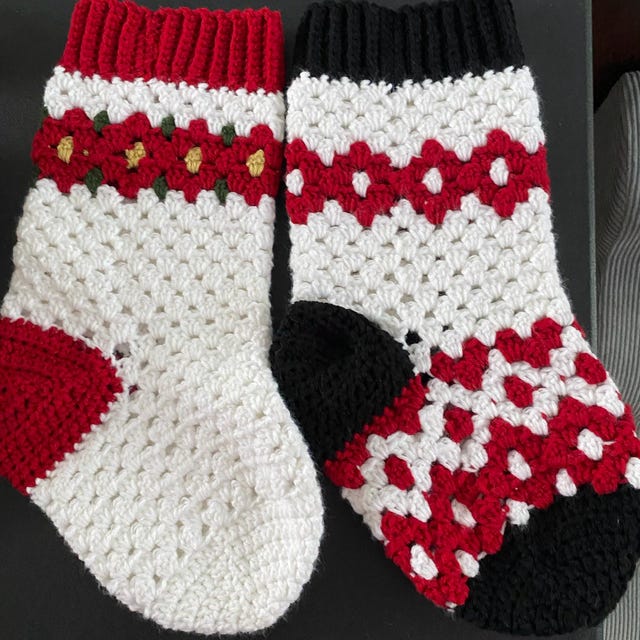 A customer's finished Festive Wheat Stitch Stocking Crochet Pattern