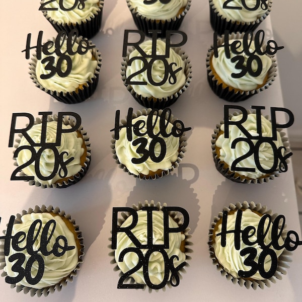 RIP 20s Cupcake Toppers, 30th Birthday Cake Toppers, Happy Birthday - Etsy