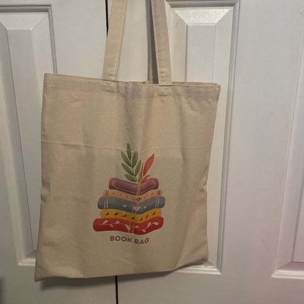 Raising Readers Book Bag, Library Tote, Cute Book Totes, Cotton Canvas ...