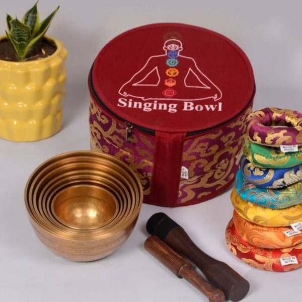 Natural Singing Bowl Set of 7 - Tibetan Singing Bowls - Healing Set ...