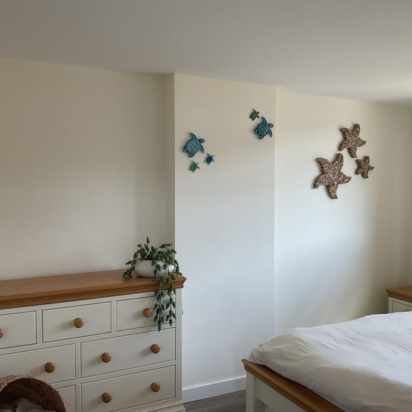 Driftwood Starfish Wall Decor Set– Handmade Coastal Beach House Art - Etsy