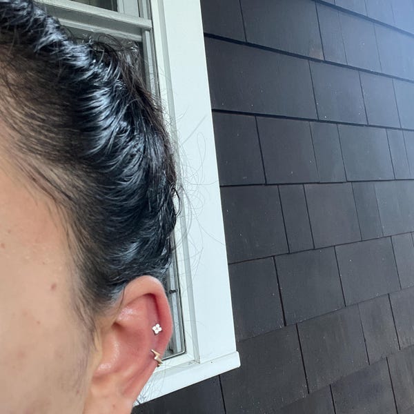ZDE titanio signore orecchini piatti per le donne zirconia orecchini 4 millimetri piatto indietro orecchini ipoallergenici cartilagine flatback CZ orecchino piercing (Black