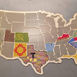 ステッチ可能な木製アメリカ州地図 | クロスステッチ＆刺繍 穴あき木製