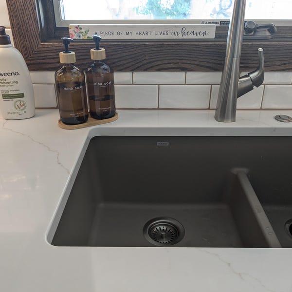 Black Glass Hand and Dish Soap Dispenser Set Kitchen Soap Dispenser Set ...