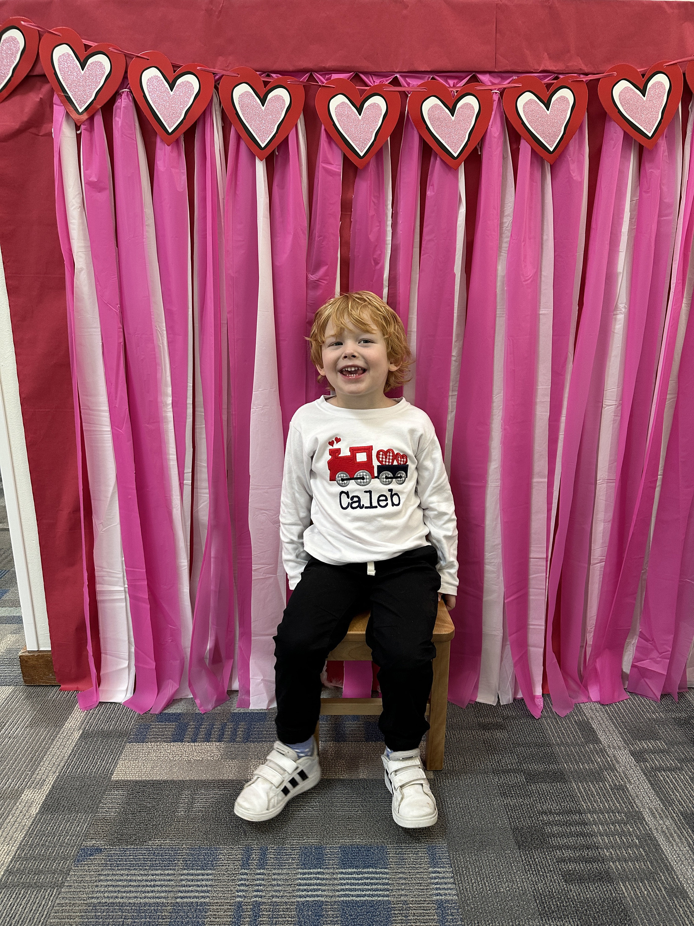 Valentine&#39;s Day Train Shirt - Toddler Boy Valentines Outfit - Personalized Train Hearts Applique Tee - Navy Corduroy Pants - Monogrammed