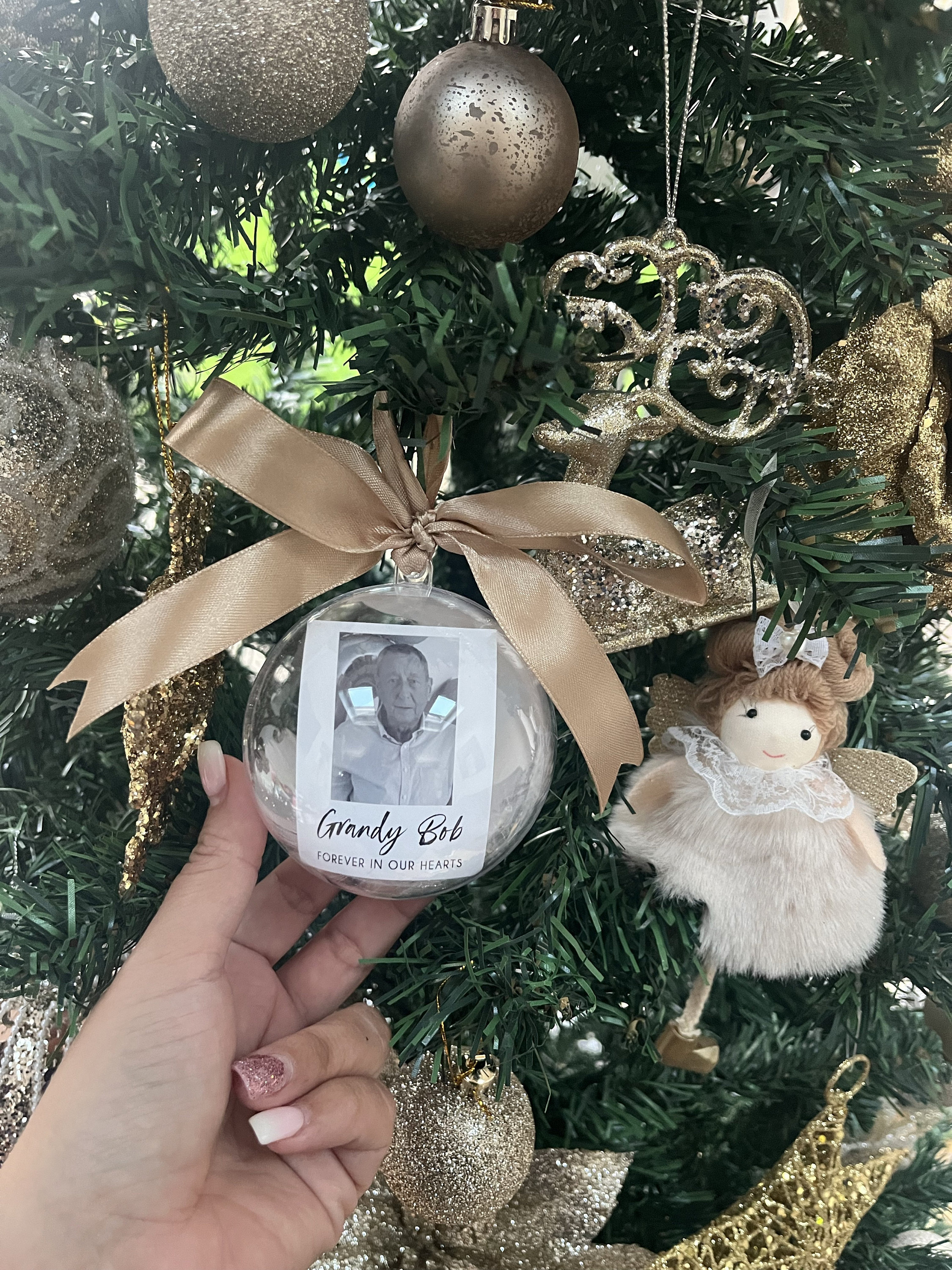 Personalised Photo Memorial Memory Christmas Feather Bauble - Special Memory Bauble - Photo Bauble - Decoration Bauble