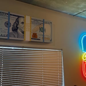 3D Giant Sculpture BIG MONEY STACK brick (new 100 bill) by Peter Perlegas