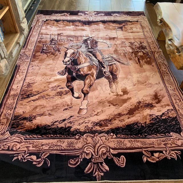 Western Cowboy Rodeo Area Rug, Rustic Vintage Style - Etsy