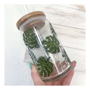 Monstera Leaves Libbey Glass Can Wrap - Boho SVG - Digital Download SVG ...