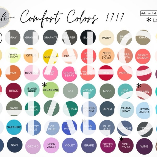 Editable Gildan Color Chart, Gildan 5000 Color Chart, Gildan 2000 Canva
