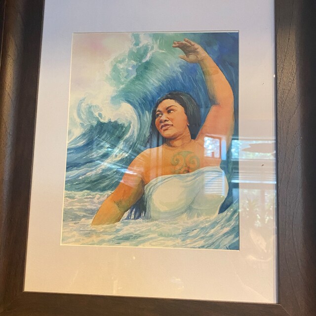 ナマカ ハワイの海の女神 | 水彩画アートプリント 海の波