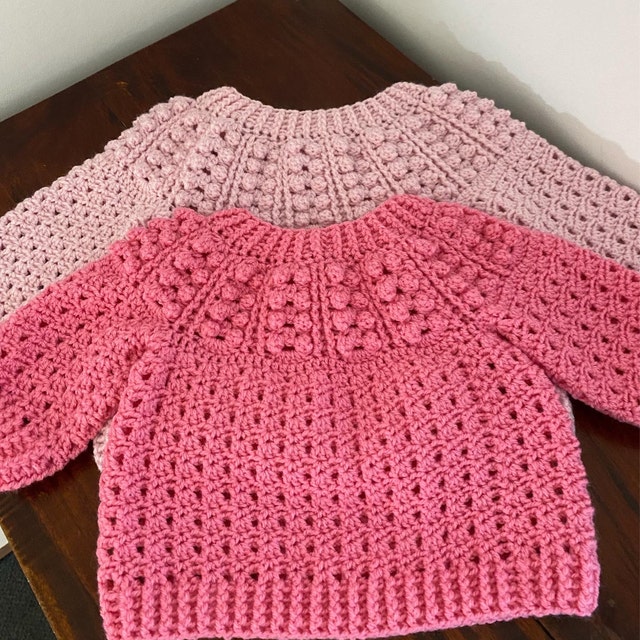 Crochet PATTERN Pink Powder Sweater child Sizes 6-12m up to 9-10years  english Only 