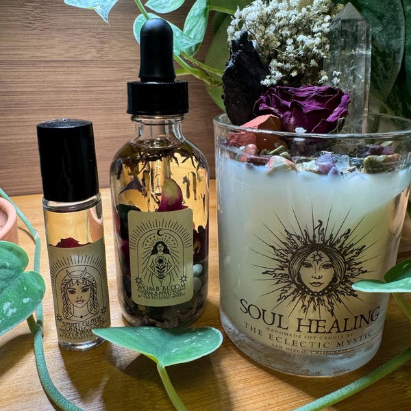 Soul Healing Intention Candle Packed With Crystals, Herbs and Flowers ...