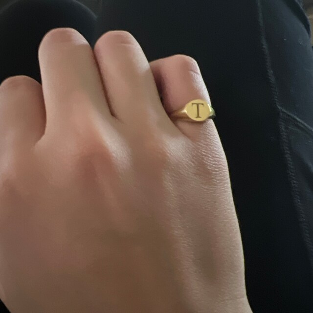 14K Gold Signet Ring, Engraved Signet Ring, Dainty Ring