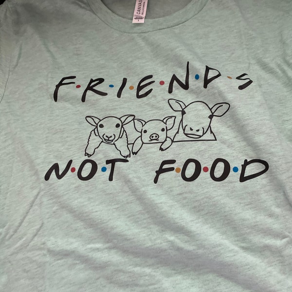 EUGINE DREAM Friends Not Food Vegan Vegetarian T-Shirt Donna