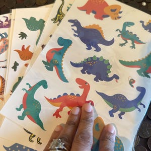 Dinosaur Gifts Temporary Tattoos for Kids. Dino Era Party Favors Ideas for Jurassic Birthday Theme. Kids Body Stickers.