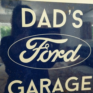 Dad Any Name Gift Car Lover Escort Focus ST Mustang Personalised Grey Ford Garage Vintage Small Tin Sign
