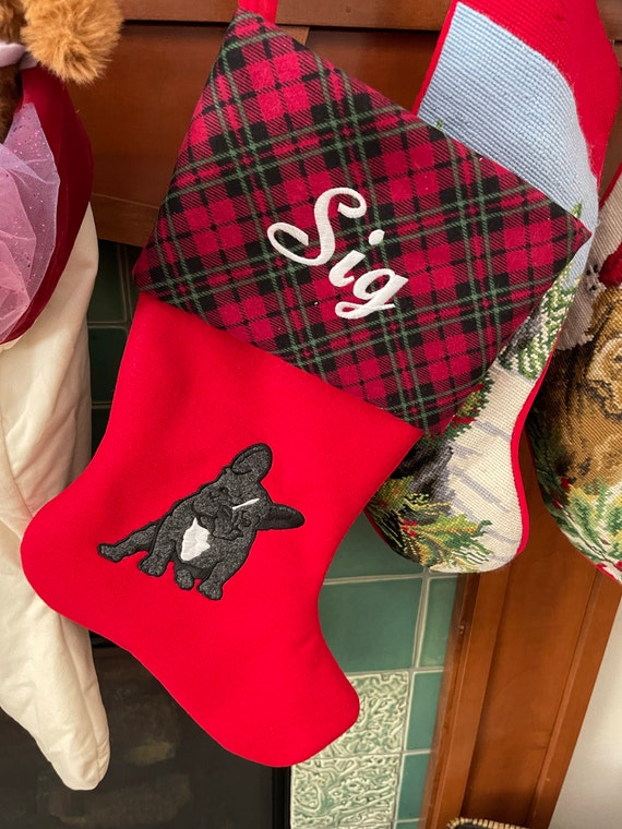 Customer photo of a pet with the French Bulldog Christmas Stocking