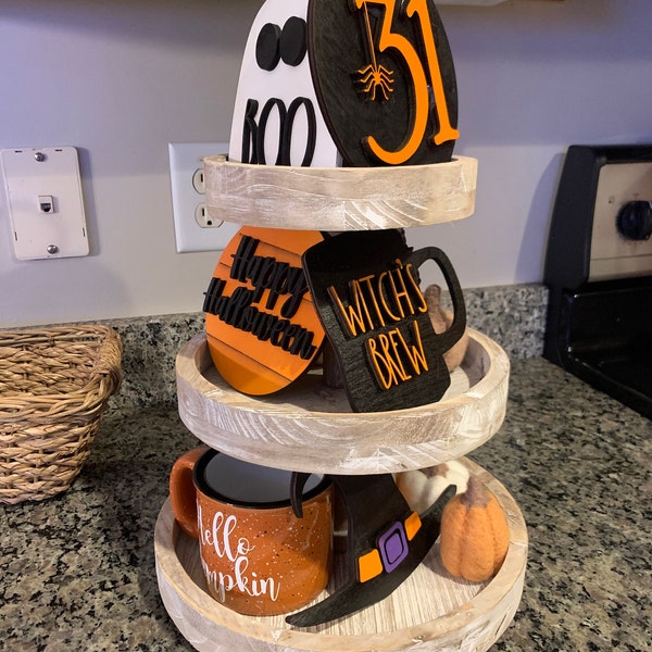 Halloween Tiered Tray Decor - Tiered Tray 3D Signs - Rae Dunn Tiered ...
