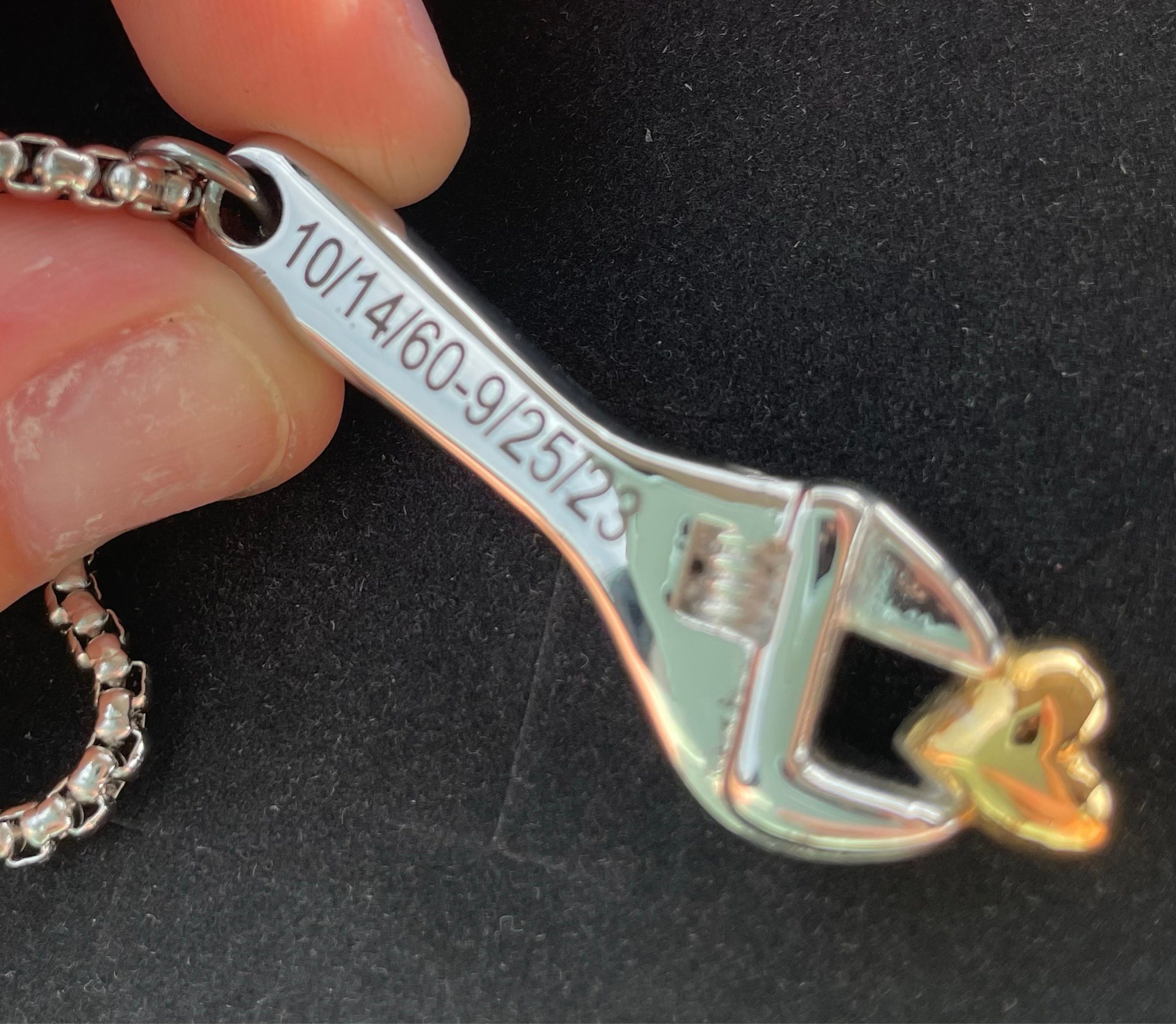 Personalized Wrench Urn Necklace, Engraved Container Men Necklace, Customized Gift for Him