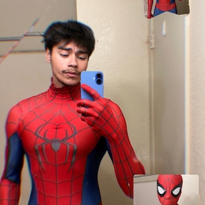 ニューデイ スパイダーマンスーツ 赤と青のコスプレ衣装 取り外し可能