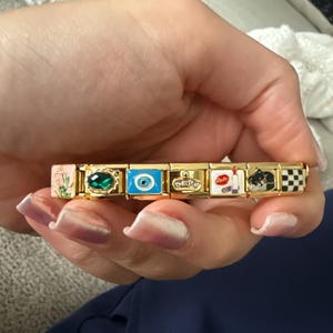 Personalized Italian Bracelet, Custom Gold Italy Charms, Gold Italian Bracelet, Italy Charms, Gold Italian Charm Bracelet, Gift for Her