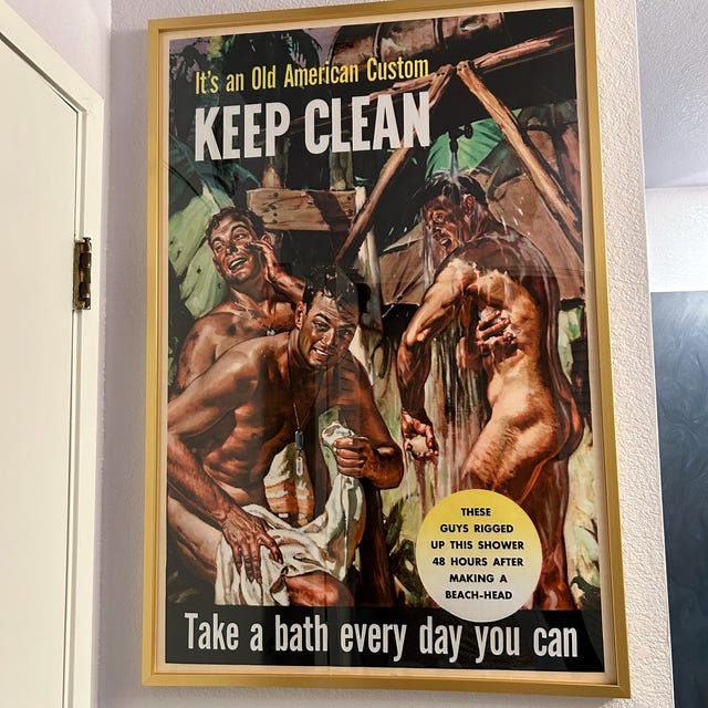 1944 World War 2 Poster - Keep Clean! Take a Bath Every Day 