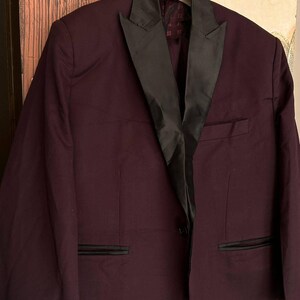 Pantsuit Women Burgundy Three-Piece Suit Set, Satin Lapel Tailored