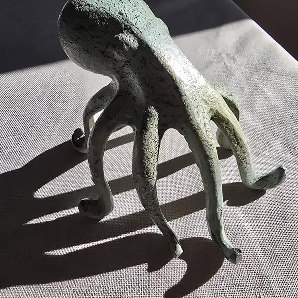Cast Iron Octopus Statue Paperweight Phone Stand Holder Beach House ...