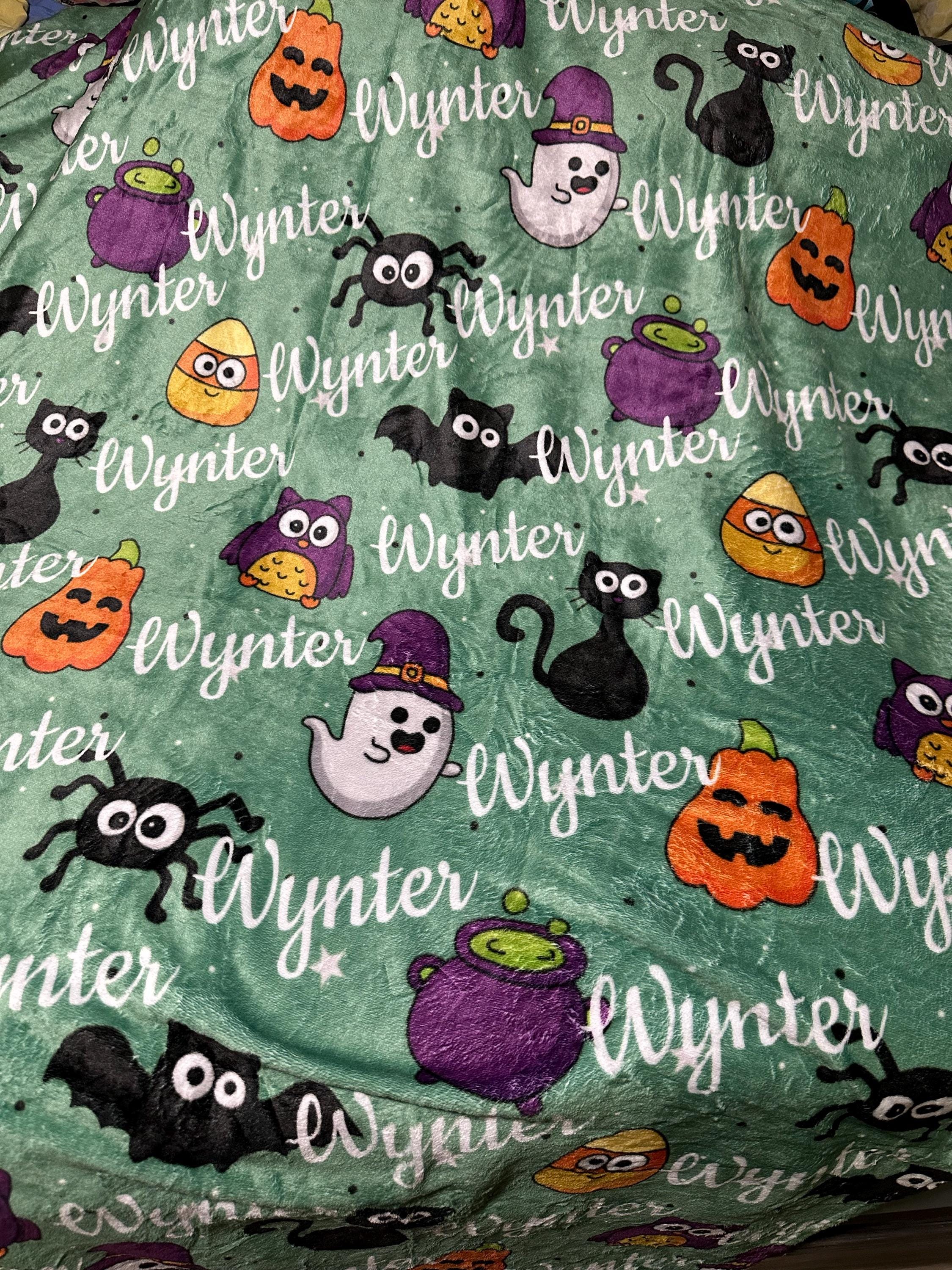 Personalized Cute Ghost Baby Blanket, Baby Name Halloween Blanket, Newborn Baby Gift, Custom Spooky Baby Gift, Halloween Baby Shower Gift