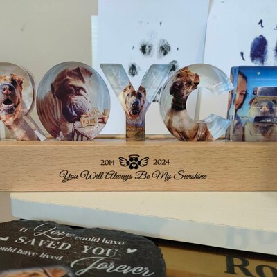 Personalized Dog Memorial Photo Block, Custom Dog Memorial Photo Frame ...