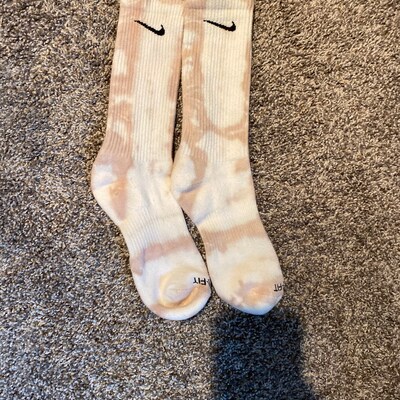 Nike Nude/neutral Hand-dyed Dri-fit Socks by RHOOTS - Etsy UK