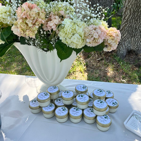Eucalyptus Bridal Shower Favor Candles / Personalized 4 Oz. Soy Candle ...