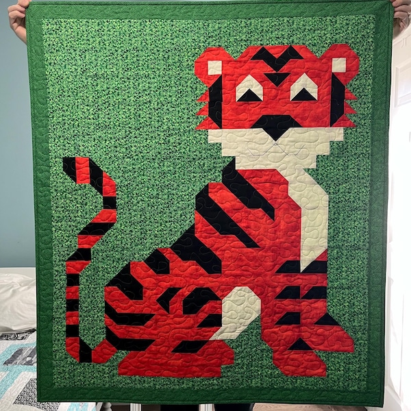 Tiger Patchwork Quilt Pattern Tiger Baby Quilt Pattern, With 3 Sizes: 36x42 Baby, 24x28 Wall, 48x56 ...