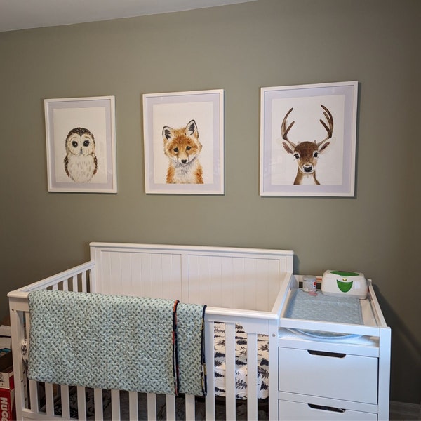 Woodland Nursery Print Set, Watercolor Animals, Nursery Wall Art, Baby ...