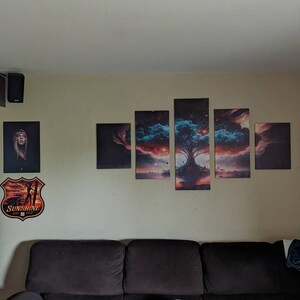 Fantasy Waterfall Forest 5 Piece Canvas Wall Art Framed Multi Panel ...