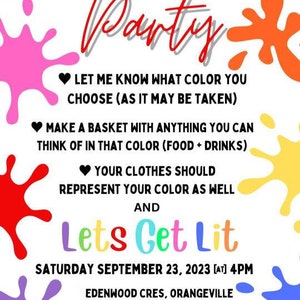 Color Party Invitation, Editable Template Online, Rainbow Party, Tiktok ...