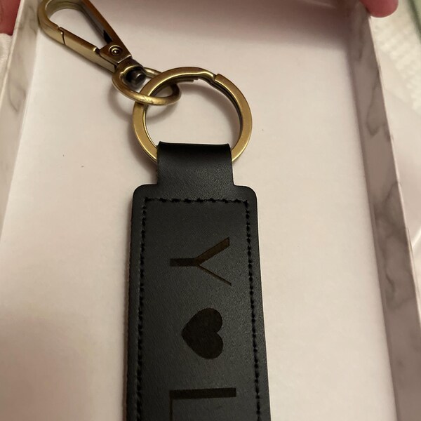 Custom Leather Key Chain, Personalised Text Leather Keyring, Ride Safe ...