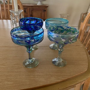 Set 4 Bicchieri Margarita Messicani In Vetro Soffiato A Mano - 473 Ml - Colorati, Ecologici, Senza Piombo - 5