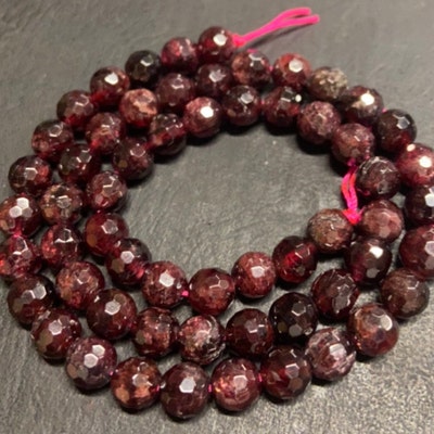 Wine Red Garnet Beads Grade A Genuine Natural Gemstone Micro Faceted ...