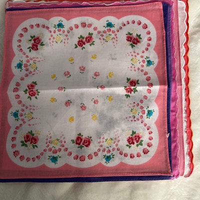 12 Handkerchief Women's New Vintage Style Floral Handkerchiefs 1 Dozen ...