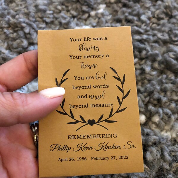 Laurel Wreath Rustic Forget Me Not Funeral Favors Personalized Memorial ...