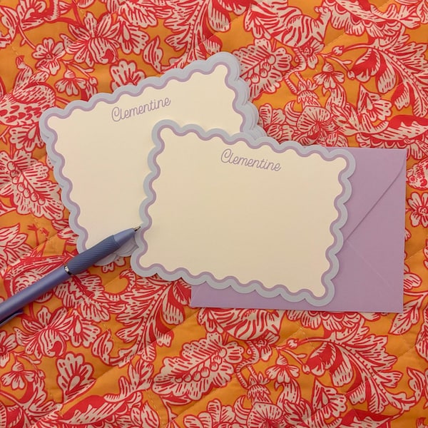 Scalloped Stationery Set - Personalized Note Cards With Envelopes ...