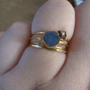 Customer photo from Marina, Dainty Raw Sapphire Ring in Yellow Gold