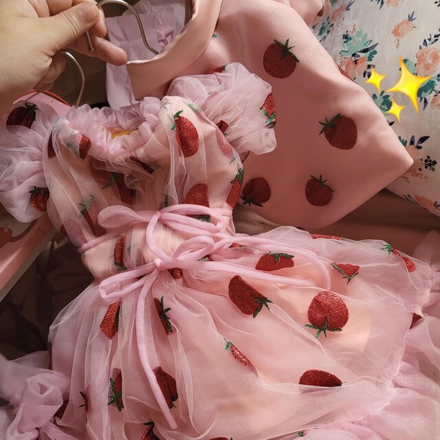 Dreamy Strawberry Tulle Glitter Dress for Dog Cat Rabbit - Etsy