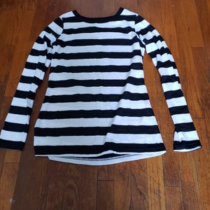 Women's Long Sleeve Black & White Striped Shirt | Etsy